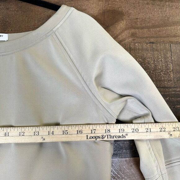 Emerson Fry Womens Size Medium Mini Shift Dress Cream Long Sleeve Stretch - Picture 5 of 9